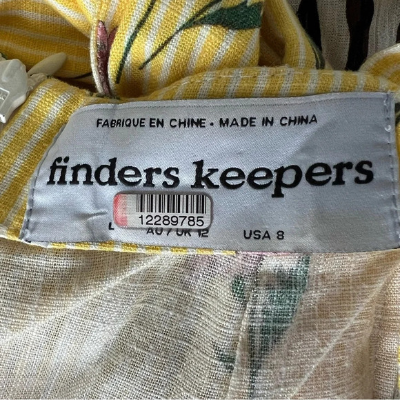 Revolve Finders Keepers Limoncello Cropped Jumpsuit Wide Leg Linen Flower Stripe - Picture 15 of 16